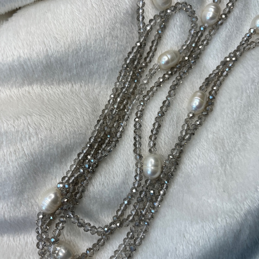 Genuine Baroque Pearls Smokey quartz necklace Long MOB Formal 60” - Picture 4 of 4
